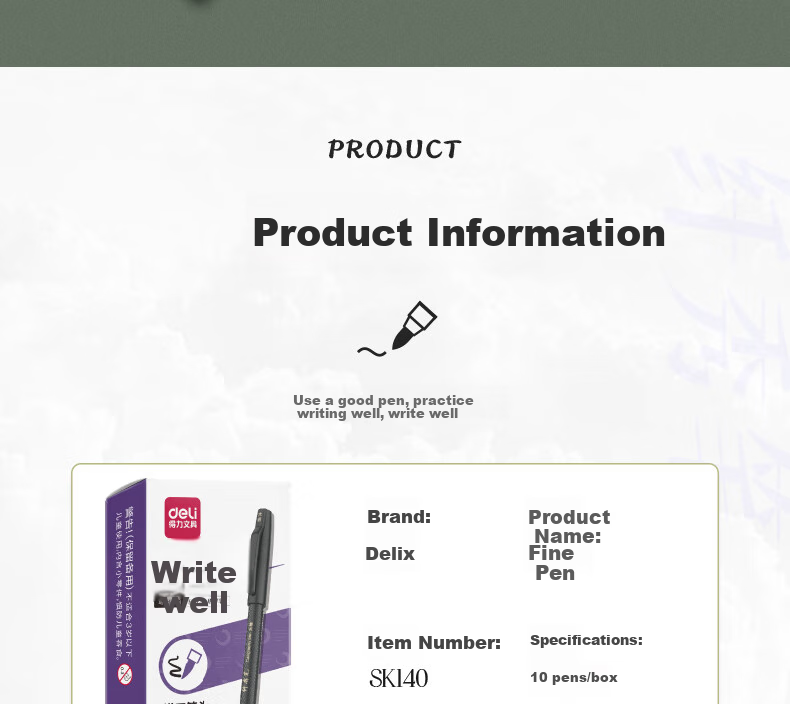 Deli Oriental Calligraphy Small Regular Script Elegant Brush Pen for Line Drawing Practice, Cangcang Color Soft Tip Calligraphy Brush for Students And Adults, Signature Practice And Invitation Writing Pen, 6 Pens/box DF8S 14