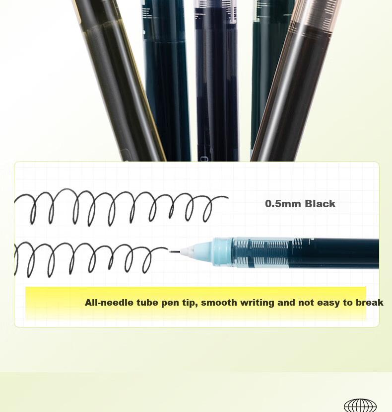 Deli Gel Pen Quick-Drying 0.5mm Full Needle Tube Neutral Pen, Colorful High-Quality Student Exam Writing Pen Rollerball Pen, Black 5 Pens/box SF353 9