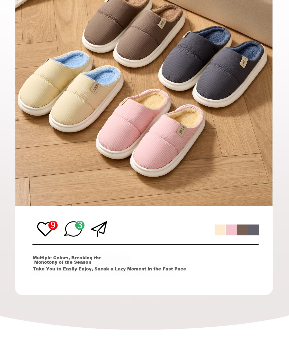 Grace Waterproof Cotton Slippers for Men, Autumn And Winter Indoor Home Use, Fleece-Lined Warm Non-Slip Thick-Soled Stepping-In Couple Cotton Slippers for Wome 6