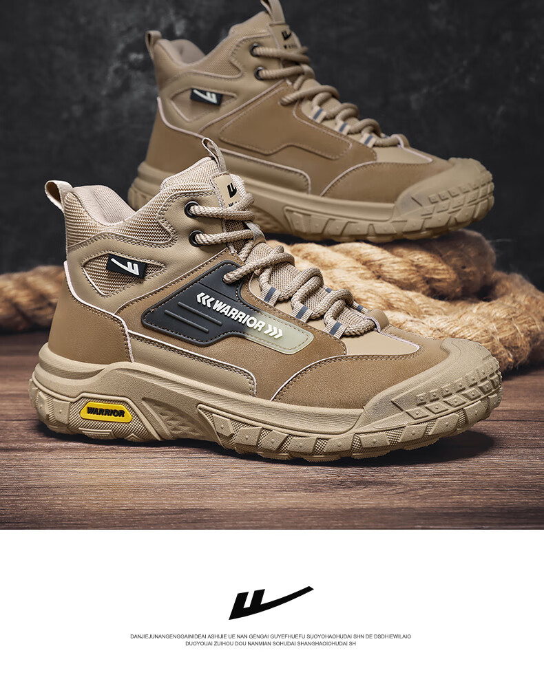 Warrior Official Men's Shoes 2025 Winter Fashion Classic High-Top Outdoor Work Shoes Men Khaki Size 39 4