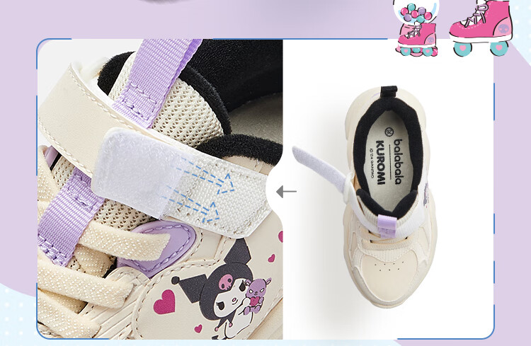 BALABALA Children's Shoes, Girls' Sports Shoes, Kuromi Autumn And Winter Dad Shoes, Sanrio Shoes, Fleece-Lined Fashionable Footwear 5