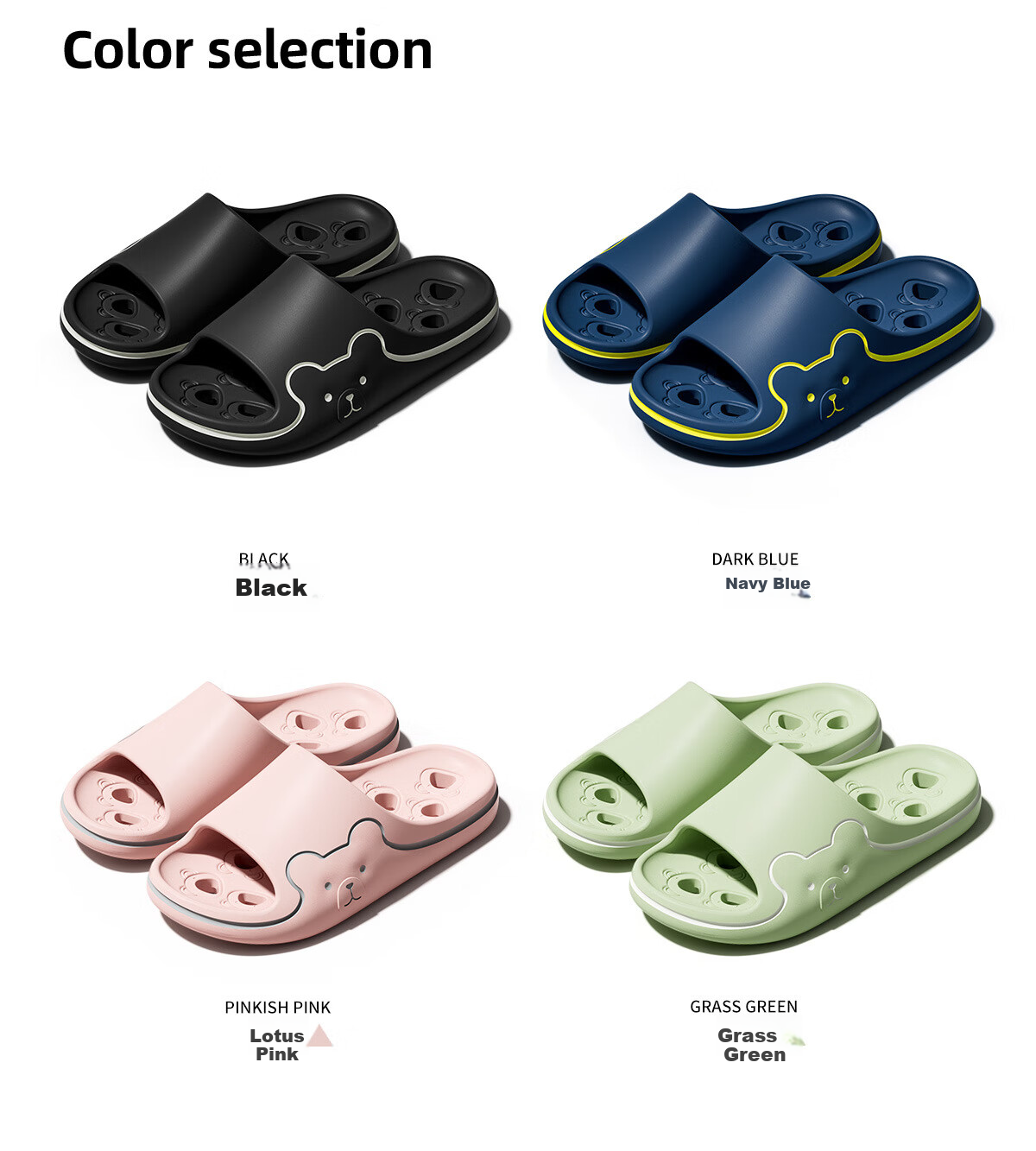 XGGC Bathroom Slippers for Men, Indoor Home Shower Non-Slip Water-Draining Hollow Cute Couple Sandals, Navy Blue, Size 40-41 9