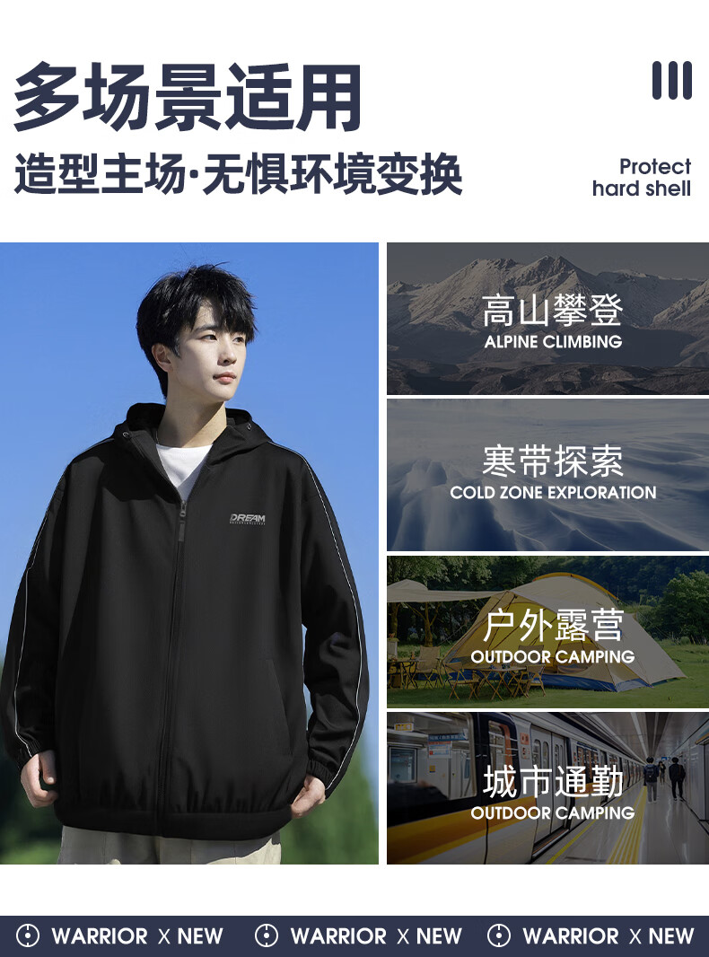 Warrior Men's Hooded Windproof Jacket for Spring And Autumn, Outdoor Hiking Waterproof Sports Coat 2220 8