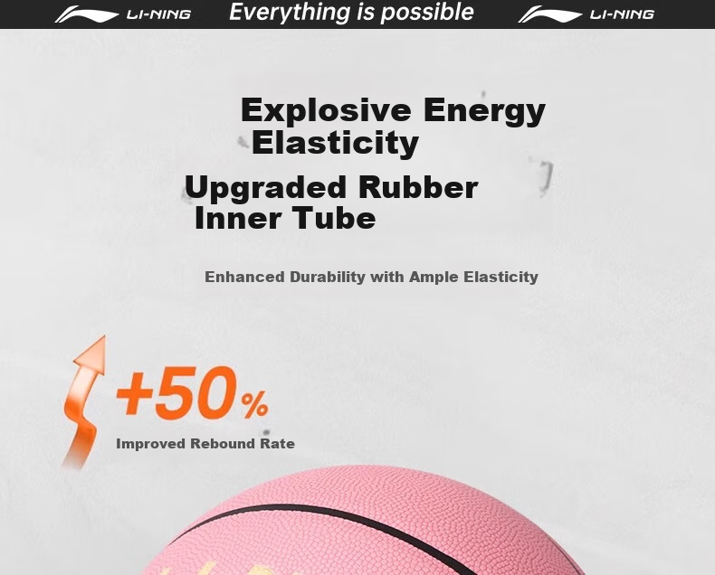 Li-Ning Basketball Size 6 for Women, Professional Competition Training, Standard for Middle School Entrance Exams, Indoor And Outdoor Use on Cement Courts, Moisture-Absorbing, Wear-Resistant PU Material, Pink Color 17