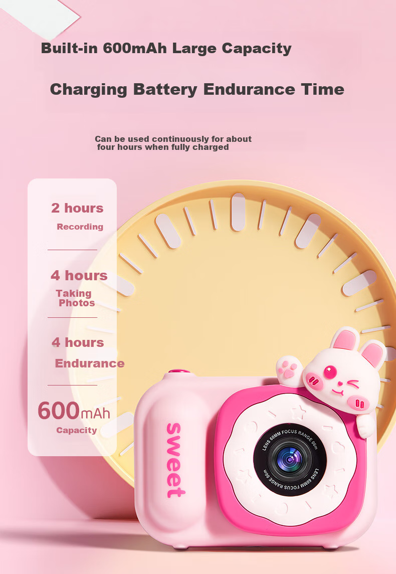 Leleyu Children's Camera Toy, for Ages 3-6, High-Definition Camera with Photo Printing And Video Recording Function, Birthday Gift for Boys And Girls 4