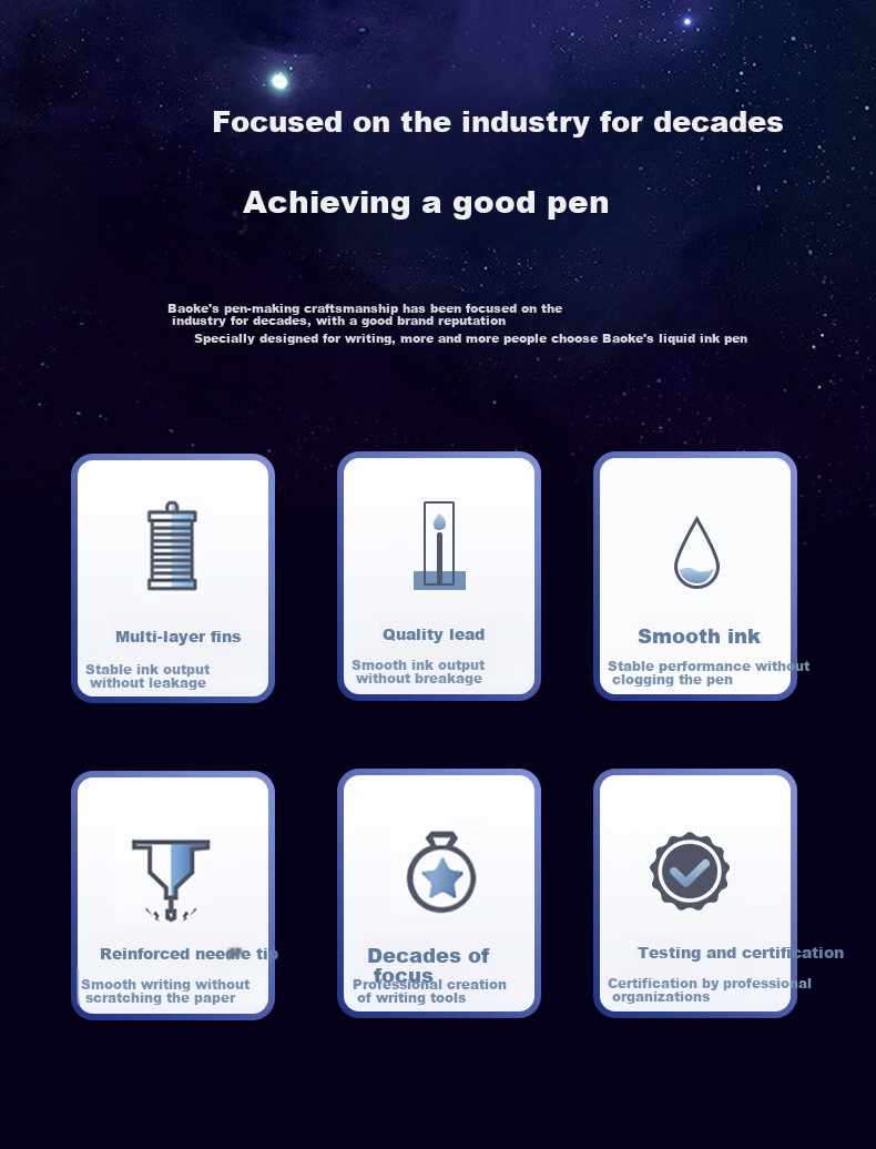 BAOKE BK2008 Retractable Gel Pen Refill, 0.5mm Direct Liquid Type, Black, 20 Pieces/box 2