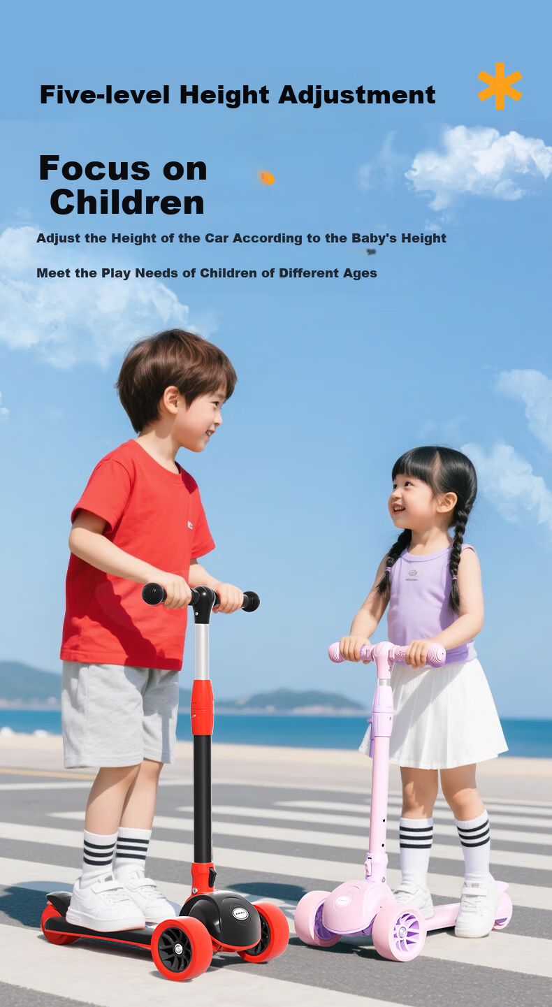 SWAY Scooter for Children 3-6 Years Old, Anti-Rollover, Foldable, Light-Up Wheels, Kids' Kick Scooter 5