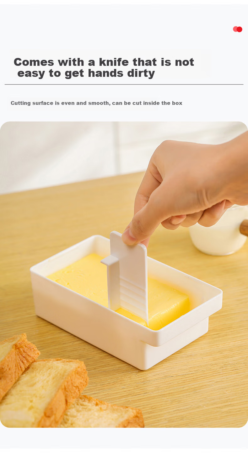 Baijie Butter Container, Storage Box with Lid, Refrigerator Organizer, Cheese Cutter, Large Size 5