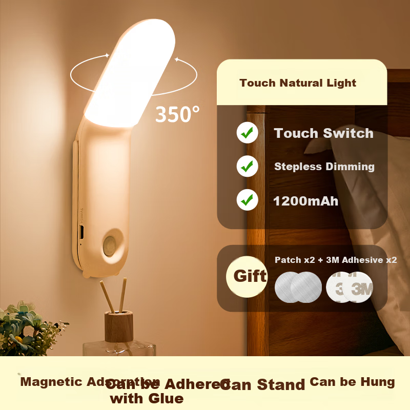 Kufire Night Light for Bedroom, Dormitory, Bedside Lamp, College Student Desk Lamp, Specialized Bedside Reading Light with Eye Protection, Rechargeable Magnetic Suctio