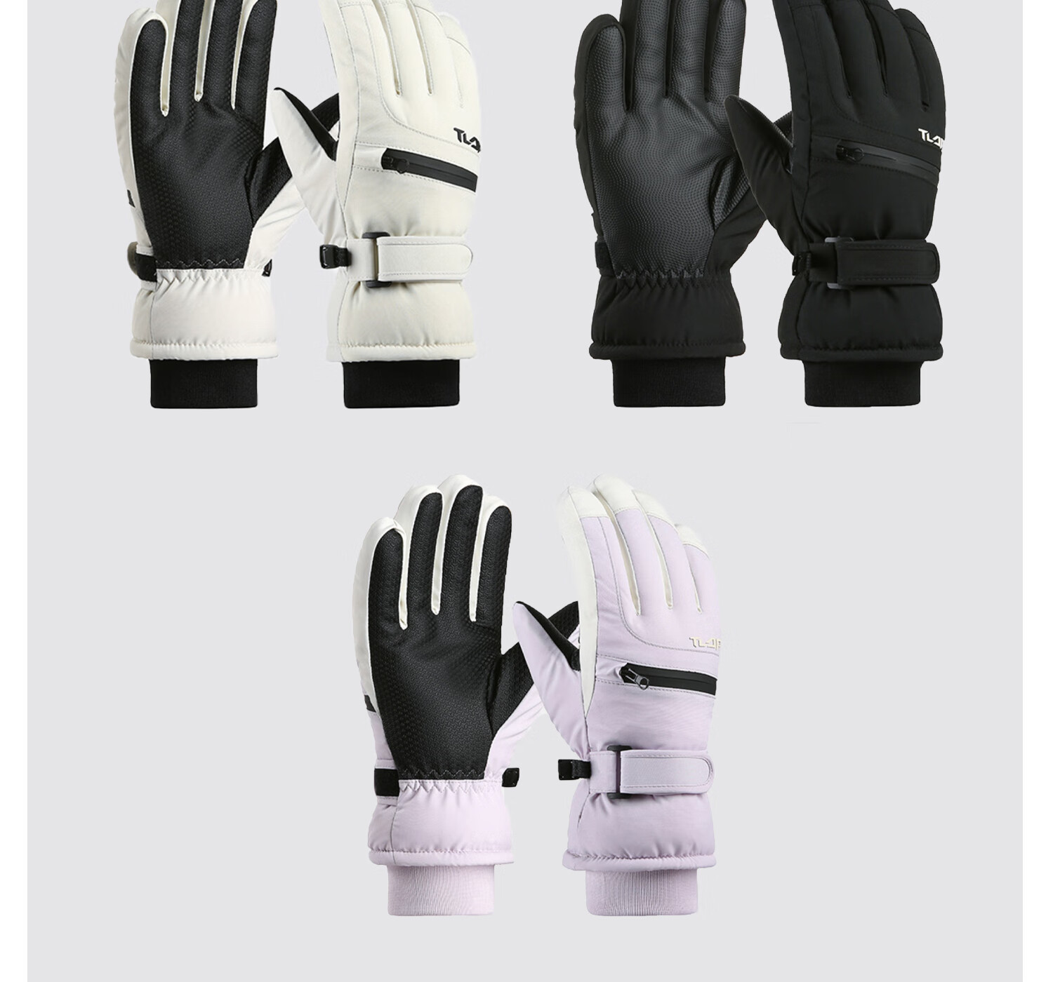Yottoy Ski Gloves Snowboard Touchscreen Five-Finger Professional Carving Windproof Warmth Unisex Mist White | Long Fleece Thickened 10