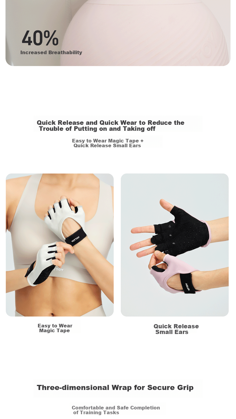 Yottoy Fitness Gloves for Men And Women, Sports Cycling Half-Finger Non-Slip Anti-Callus Pull-Up Equipment Training Gloves, Rosewood Pink M 7