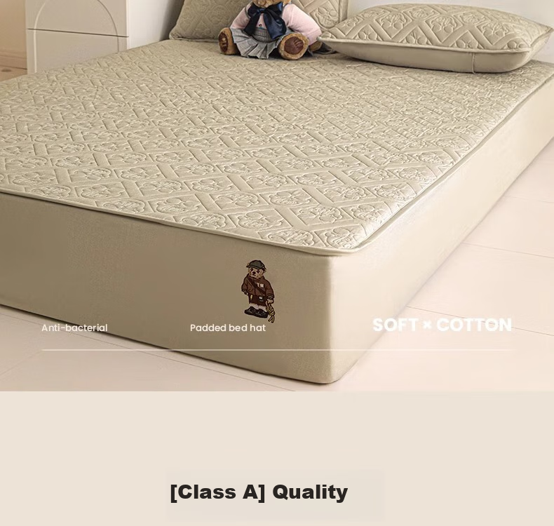 Teenie Weenie Class A Pure Cotton Quilted Fitted Sheet Double Bed Mattress Protector Cover for 2m X 2.2m Bed 5