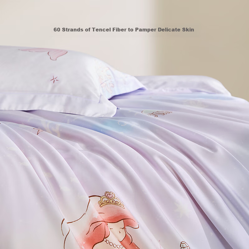 Luolai Children's 3-Piece Set Baby A-Class 60-Count Tencel Dormitory Single Bed Fitted Sheet Duvet Cover Pillowcase for 1.2m Bed