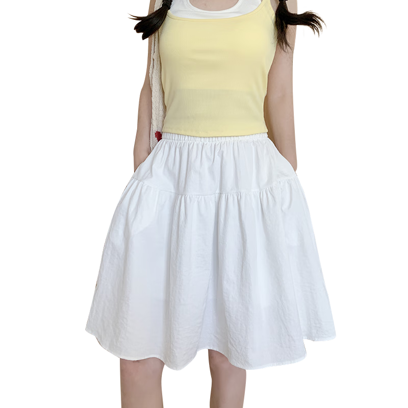 Langsha Cotton-Like Five-Point Short Skirt for Women Summer New Japanese Casual Elastic Waist A-Line Sports Umbrella Skirt