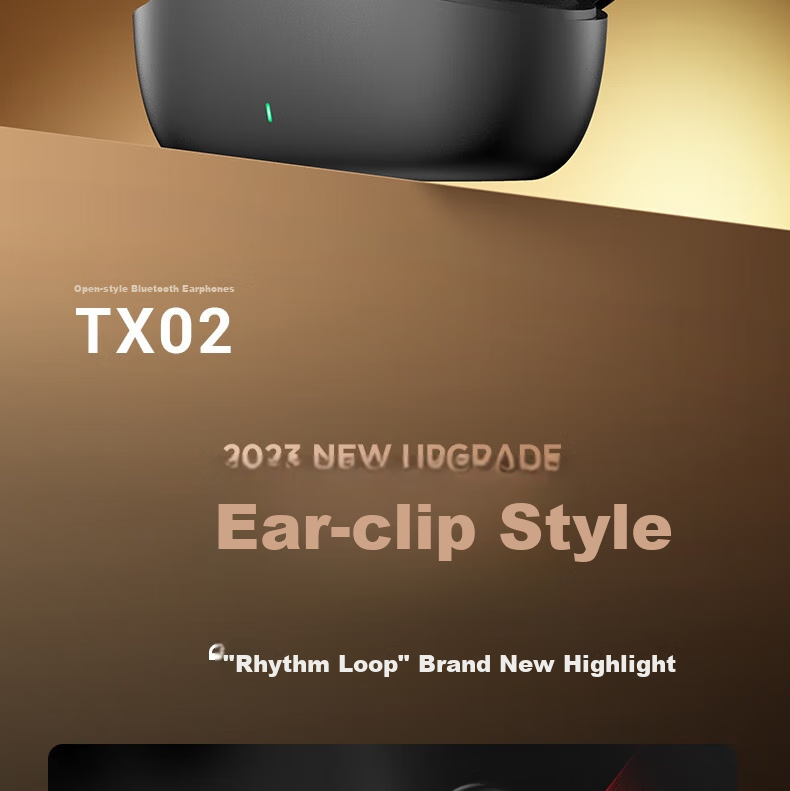 Aigo Bluetooth Headphones, Bone Conduction Concept Air Conduction Ear Clip Open-Style Non-In Sports Calling Headphones, Compatible with Xiaomi And Other Phones, Tablets, Computers, Universal TX02 Black 3