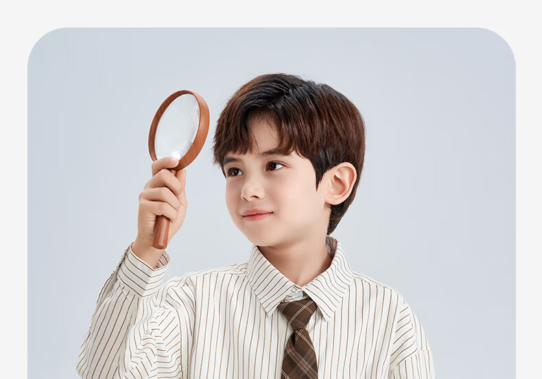 Luomeng Children's White Base Coffee-Colored Long-Sleeve Striped Shirt, Boys' Preppy Style Casual Versatile Spring And Autumn Shirt, White, Size 170 4