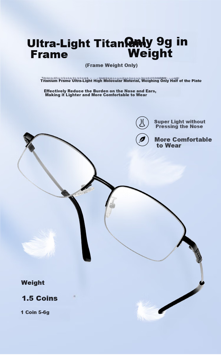 Mr.PuTian Reading Glasses for Men And Women, Anti-Blue Light Memory Titanium Bifocal Reading Glasses for Elderly, Gold Frame 300 Degrees (65-69 Years Old) 3