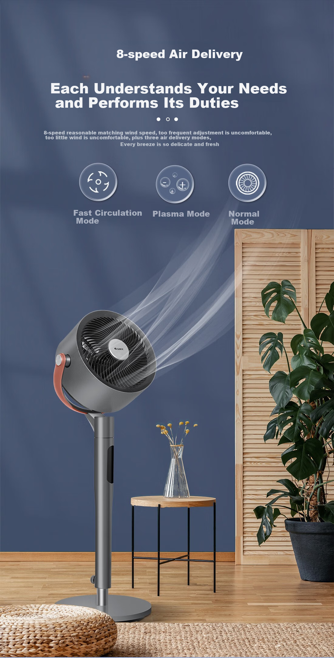 GREE [Formaldehyde Removal Purification] Circulating Fan, Home DC Inverter Electric Fan, Quiet Floor Fan, Plasma Sterilization Electric Fan, Ventilation Fan, Deodorizing And Formaldehyde Removal Model FXDZ-2307Bg5 9