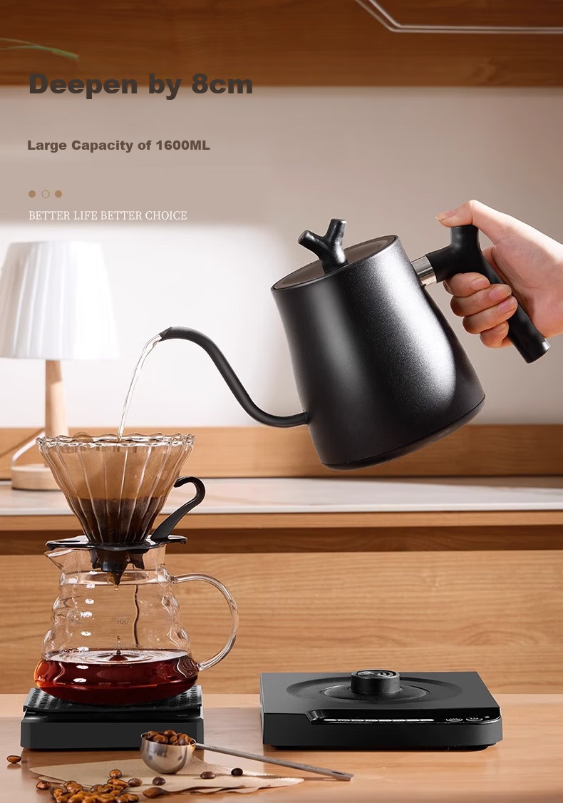 TEOTM Pour-Over Kettle, Electric Heating Temperature-Controlled Pour-Over Kettle with Ear Handle And Long Spout, Constant Temperature Tea Pot, Electric Hot Water Kettle 1
