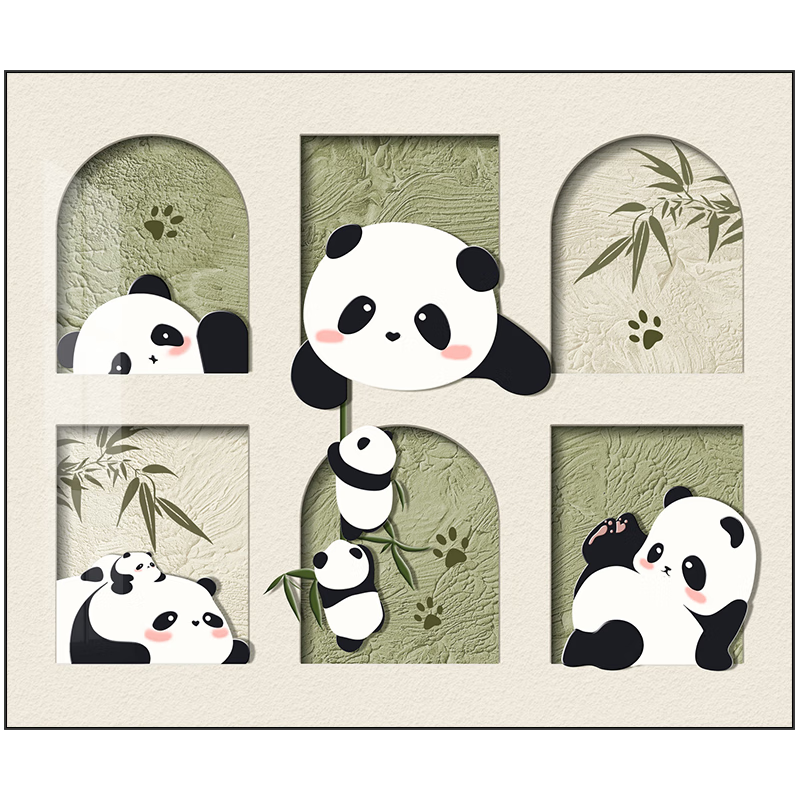 Haojiubujian Electric Meter Box Decorative Painting, Cartoon Panda, No Drilling Required, Electric Meter Box Decorative Cover, Power Distribution Box Concealment Wall Painting