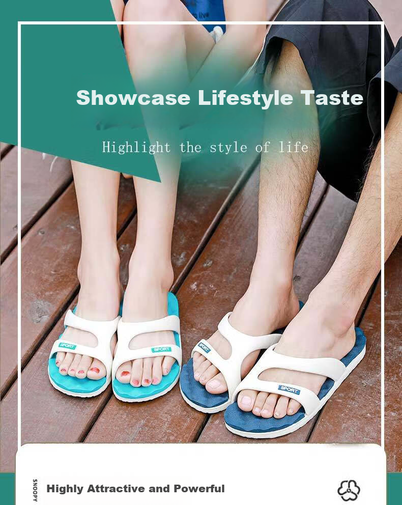 Huameijianbu Flip-Flops for Couples, Indoor And Outdoor Simple Lightweight Soft Elastic Beach Sandals, HM219 Light Blue Size 35-36 1
