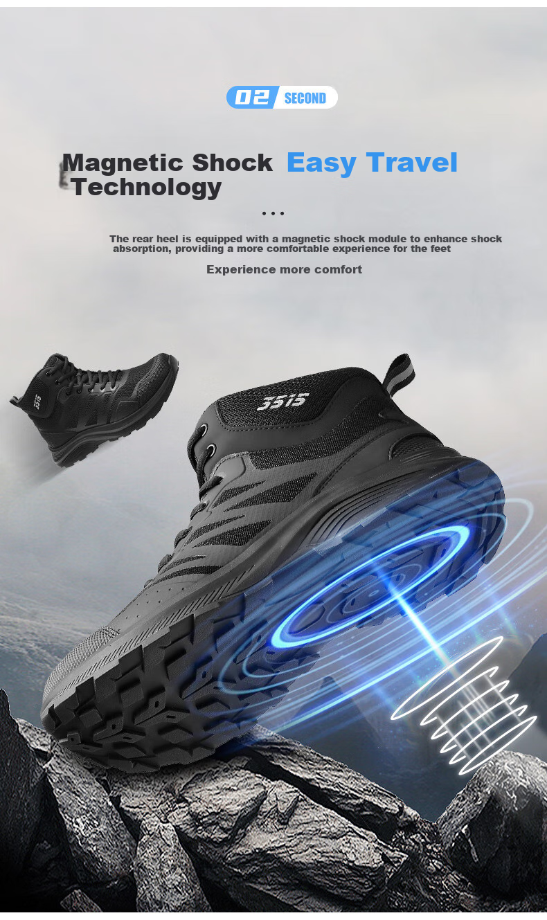Qiangren Men's Boots, 3515 Hiking Boots, Breathable Shock-Absorbing New Style Puncture-Resistant Outdoor Sports Training Boots, JDS230G, Black, Size 38 5