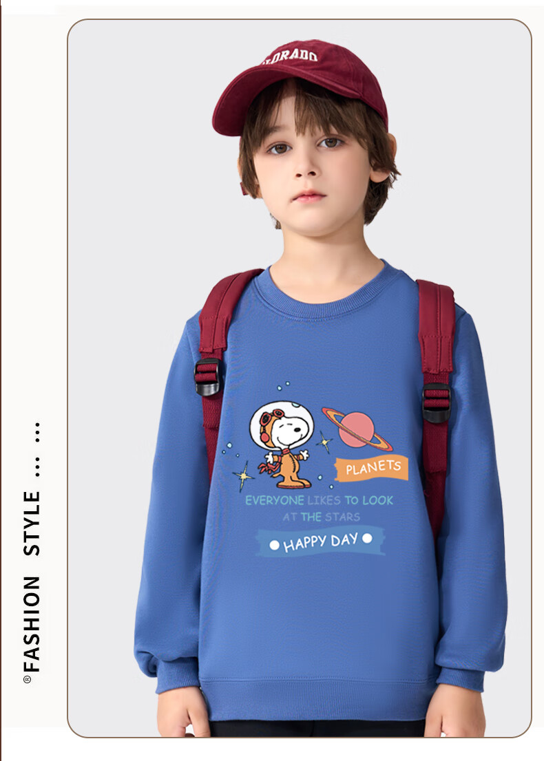 SNOOPY Kids Autumn Winter Comfortable Versatile Pullover Fleece Sweatshirt Basketball Nubi Orange 150 8