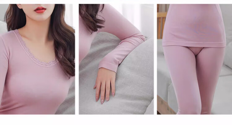 Langsha Women's Autumn Winter Thermal Underwear Set Antibacterial Velvet Seamless Heat Retaining Body Shaping Base Layer Shirt 5