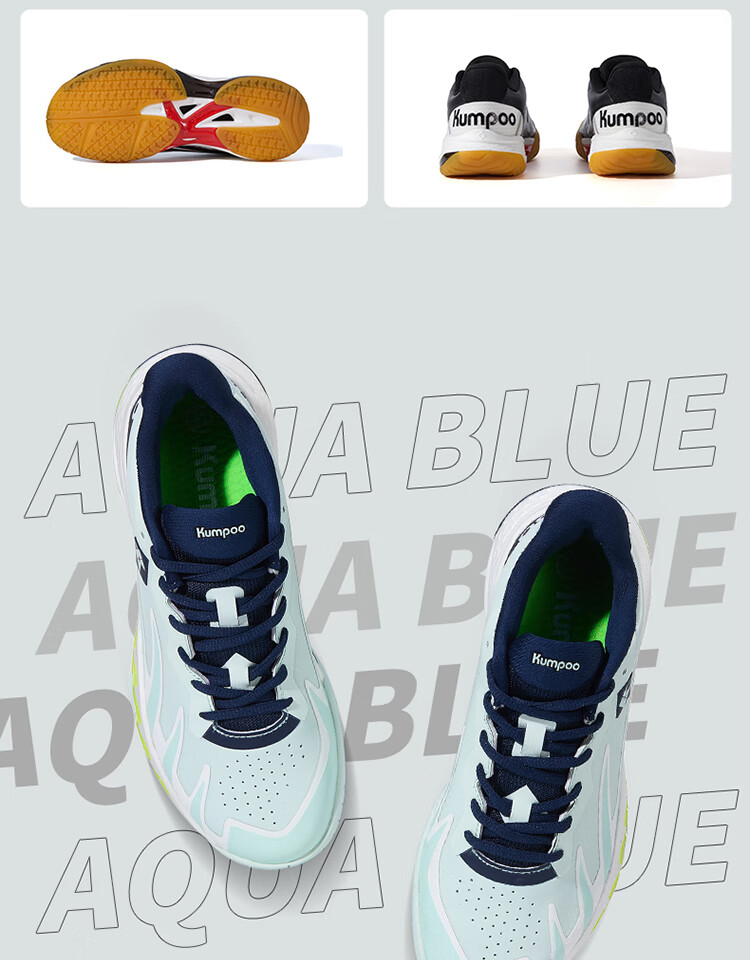 KUMPOO Shura Feather Badminton Shoes ACF Cushioning Rebound Breathable Anti-Torsion Sports Shoes KH-G828 Water Blue/Dark Blue Size 37 1