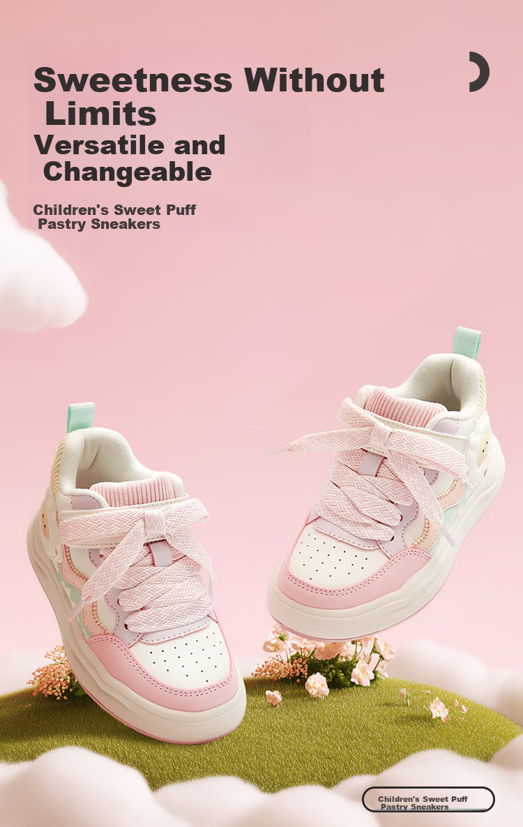 BALABALA Children's Shoes, Girls' Sneakers, Kids' Sports Shoes, White Casual Shoes for Autumn And Winter, Sweet Fleece-Lined 1