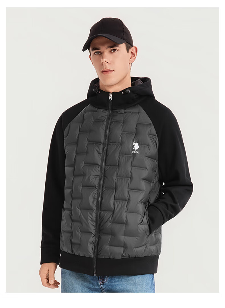 U.S. POLO ASSN. down Jacket, Autumn And Winter Men's Casual Warm Hooded Jacket, Men's Couple Sweatshirt Coat, Pearl White, XL 14