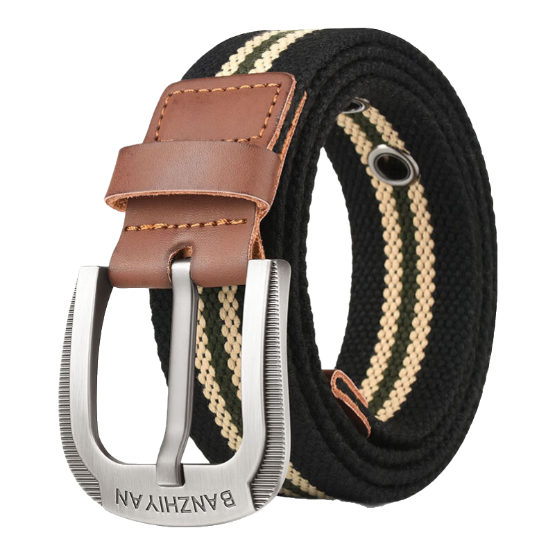 HALFEEL Canvas Belt for Men with Pin Buckle, Youth Woven Casual Thickened Durable Denim Military Training Pants Belt Gift