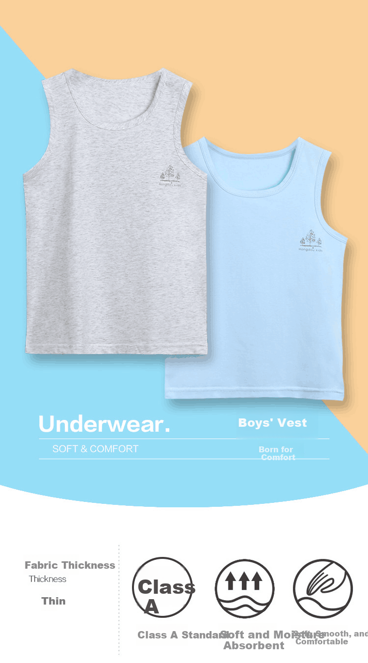 Hodohome Children's Tank Top, Boys' Summer Thin Style, 40s Combed Cotton, Casual Sports Undershirt, 803 White, Size 140 1