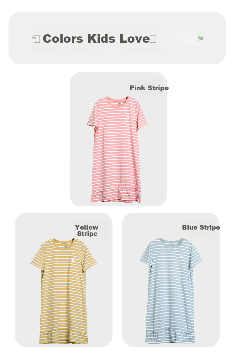 Hodohome [Same As in Mall], Children's Pajamas for Girls, Size 40S Cotton-Spandex Sweet Cute Nightgown, Breathable Dress 322, 130 8