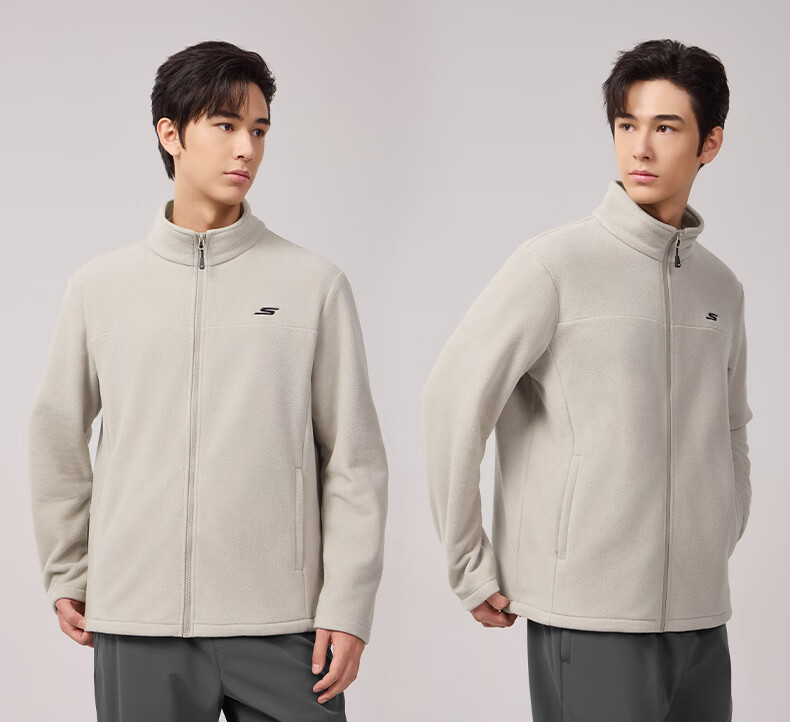 Skechers Men's Fleece Jacket 2025 Autumn Winter New Thickened Warm Casual Sports Coat Trendy Versatile Top 5