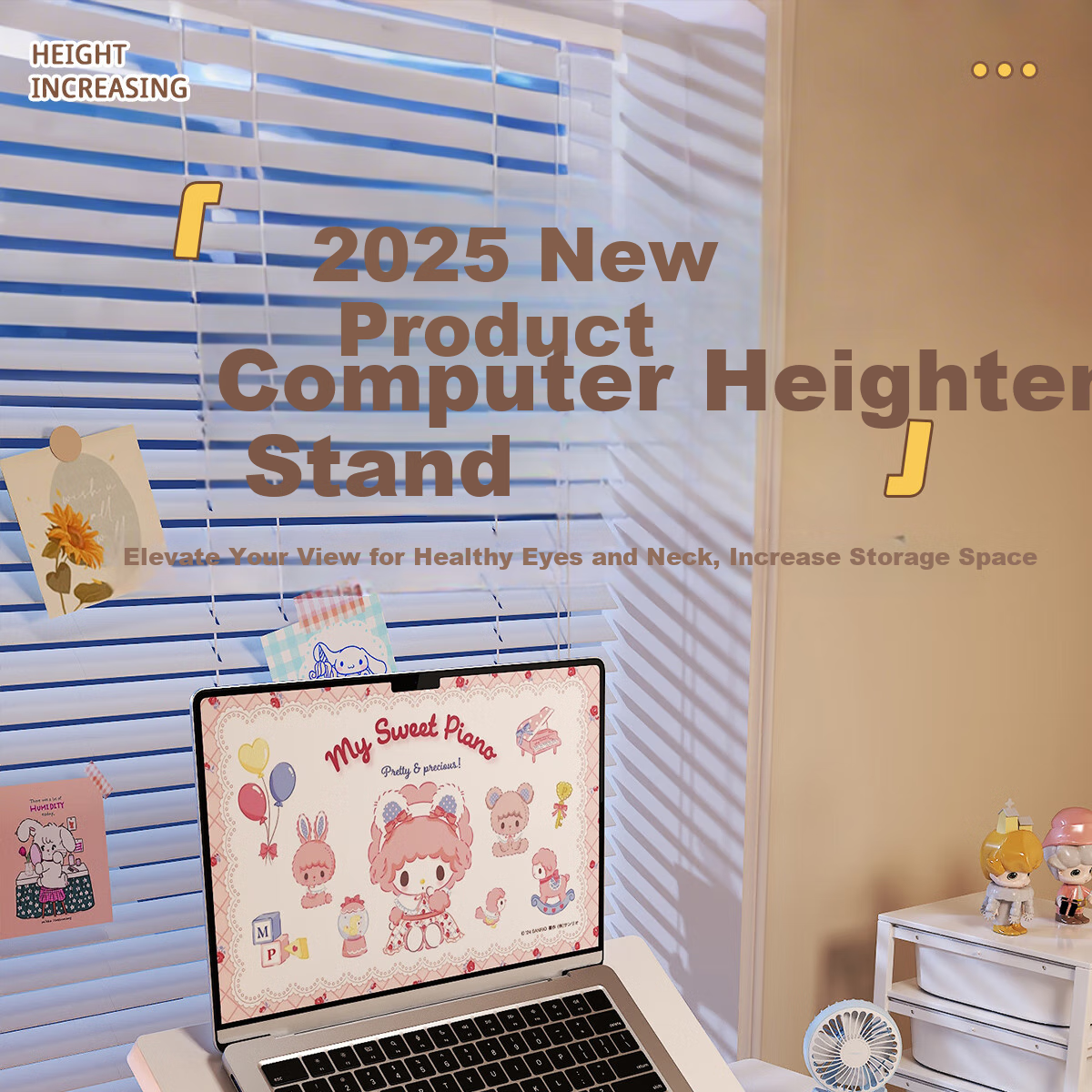 Mushuangfu Computer Riser Stand, Laptop Riser Stand, Vertical Computer Support Stand, Adjustable Height, Lifting And Storage Shelf 1