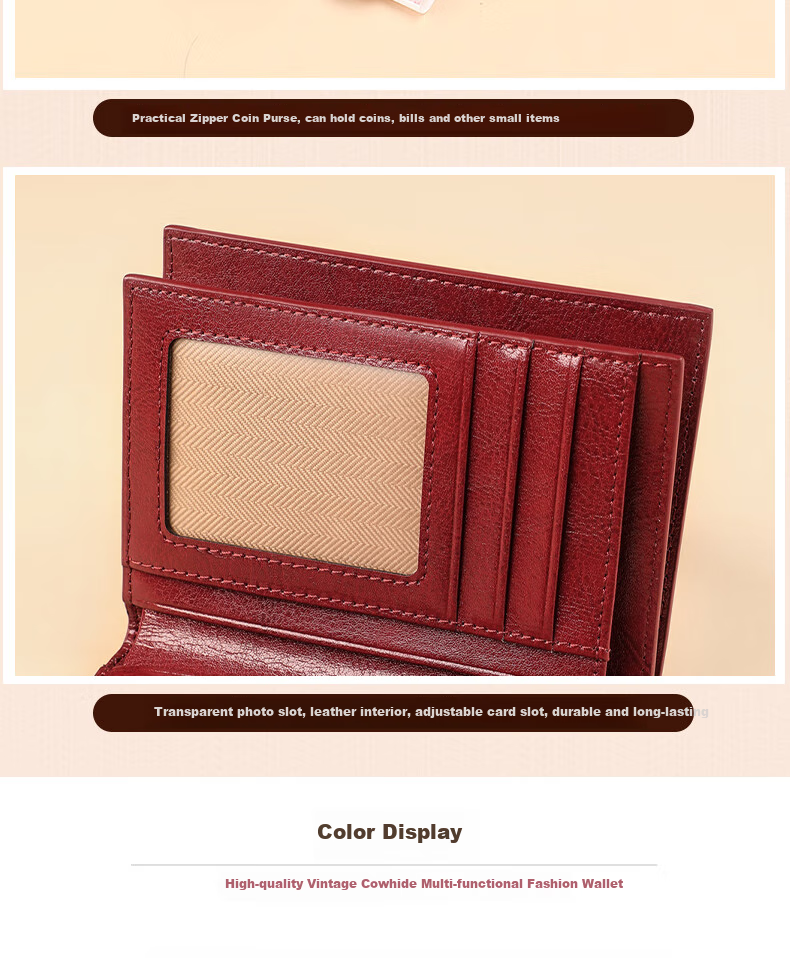 C.BANNER Leather Women's Wallet, Short Card Holder, Two-In Design, Stylish Purse, Birthday Gift for Girlfriend on May 20 6