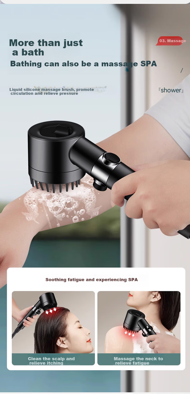 JROR [Germany] Pressurized Shower Head Set of Three, Bathroom Filtered Shower Head, Bathroom Shower System 8