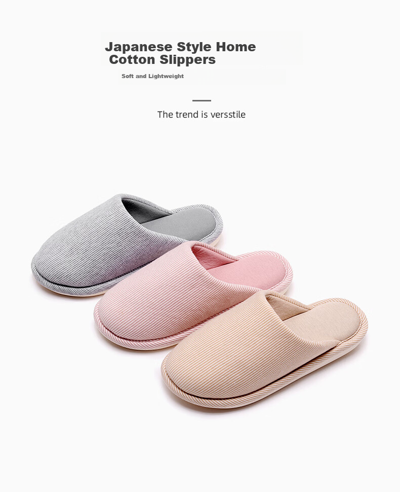 GUOLUOFEI Non-Stick High-End Couple Slippers, Spring And Autumn Home Indoor Non-Slip Thick-Soled Cotton Slippers for Men And Women, Winter Seaso 1