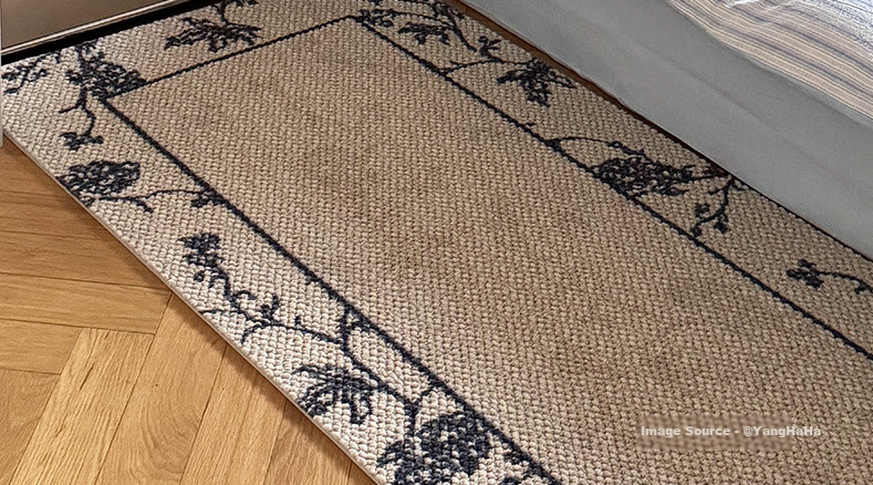 Saibosi Paris Dream Wool Bedside Rug, Bedroom Carpet, French Vintage Style Living Room High-End Bed Runner, 50x150cm 33