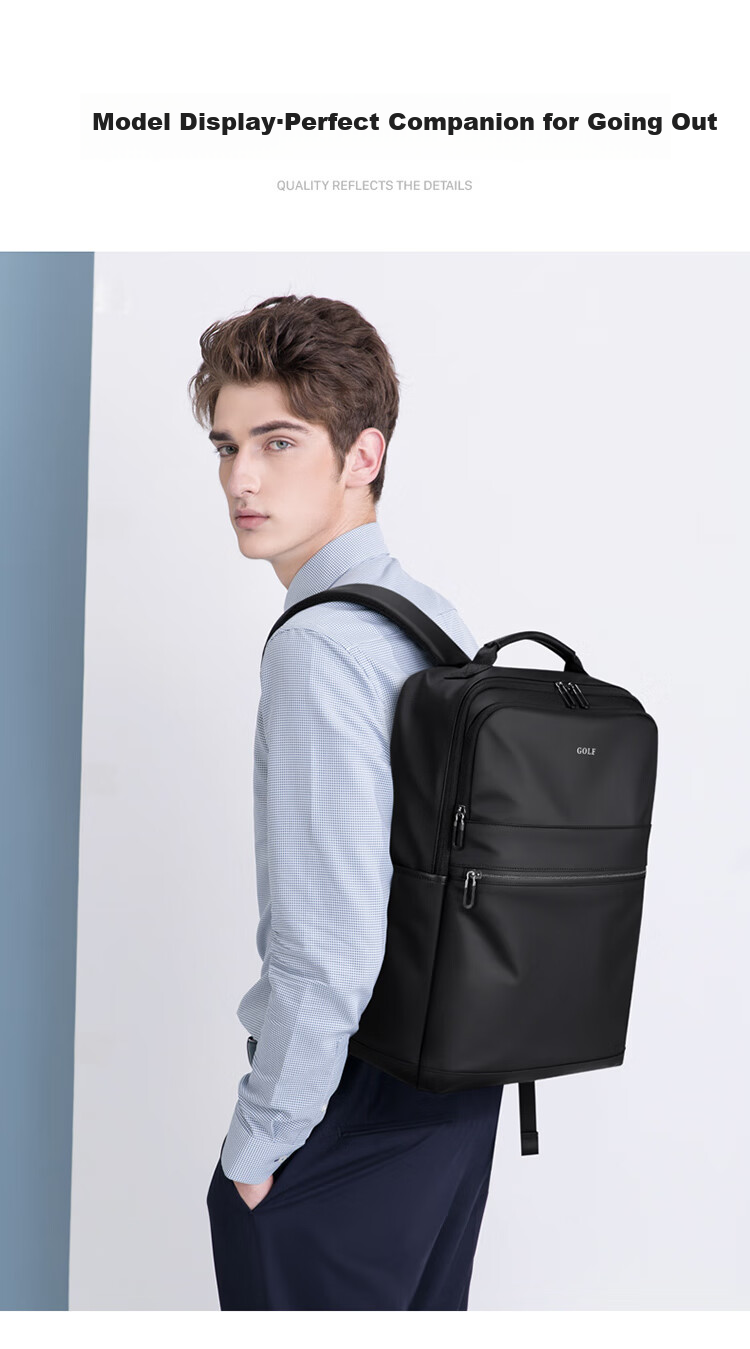 GOLF Backpack for Men, Casual Double Shoulder Bag, 15.6-Inch Laptop Bag, Water-Resistant Student Backpack for Travel And Business Trips 14