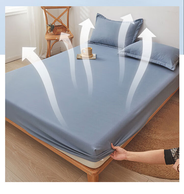 Grace Class A Antibacterial Fitted Sheet Student Dormitory Single Bed Cover 90x200cm Bentley Blue 1