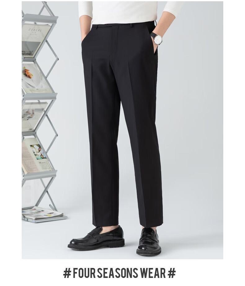 Romon Men's Summer Business Casual Wrinkle-Resistant Non-Iron Straight Fit Dress Pants Dark Gray 32 7