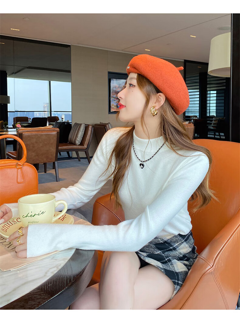 YUZHAOLIN Women's Half Turtleneck Base Shirt Autumn Winter 2025 New Knitted Lazy Style Soft Sweater Black 13