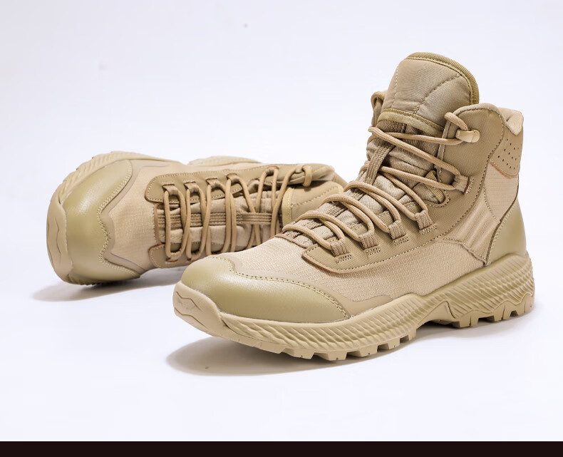 Jingzhen Desert Combat Boots Men Outdoor Hiking Military Tactical Mid-High Waterproof Rescue Work Boots New Model 11