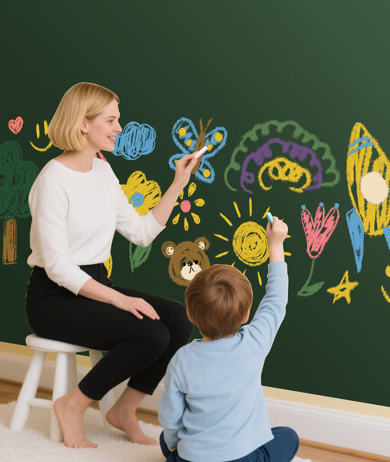 Deli 200*100cm Removable Blackboard, Soft Green Board for Children's Home Use, Magnetic Self-Adhesive Erasable Drawing Board, Graffiti Wallpaper, Doodle Painting Sticker, Magnetic And Attractive 2