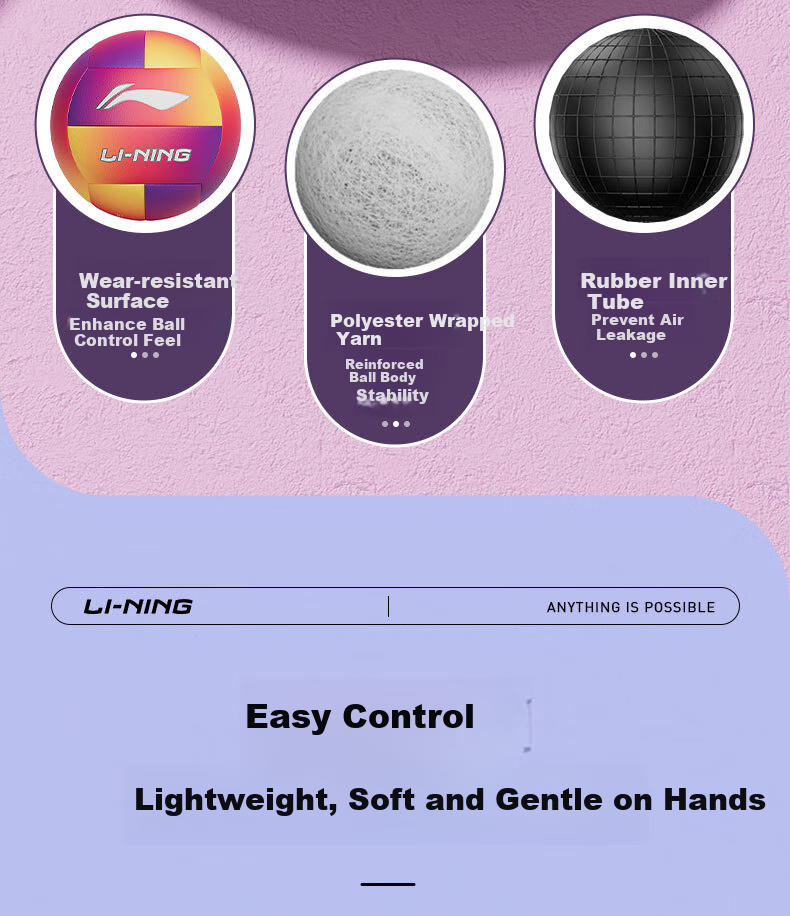Li-Ning Volleyball Size 5 for Middle School Entrance Exam, Student-Specific Volleyball, Adult And Children's Hard And Soft Leather Training Volleyball for Men And Wome 6