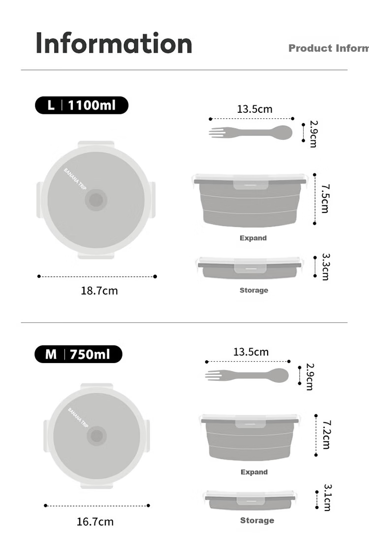 BANANA TRIP Portable Folding Bowl for Travel, Silicone Utensil Fruit Storage Container with Lid, Extendable Bowl, Orange, Medium Size, 750ml 9