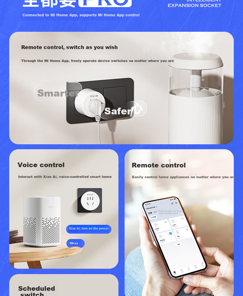 Dianxiaoku Smart Socket, WiFi Mijia APP Voice Control, Remote Timing, No Gateway Required, CP1 10A 220V, Synchronized Home Appliances, Remote Control Socket, Timer Switch Socket, Overcharge Protectio 4