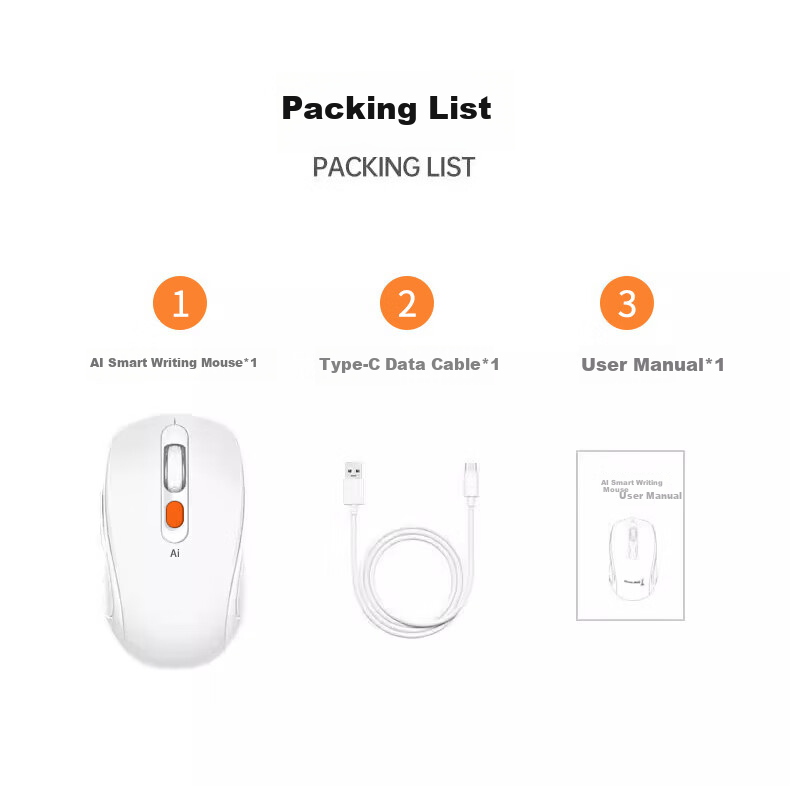 D.ROB Smart AI Mouse, Ergonomic Wireless Office Mouse, Bluetooth Dual-Mode Voice Typing Type-C Rechargeable Large Hand Mouse (With DeepSeek), D9 Black 20